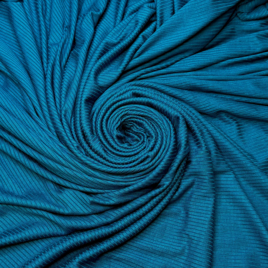 Tides Of Change - Rib Knit Bamboo Blend Knit - Dark Teal - Bundles - True Deadstock fabric Fabric by private - Sustainable Textile | FABCYCLE