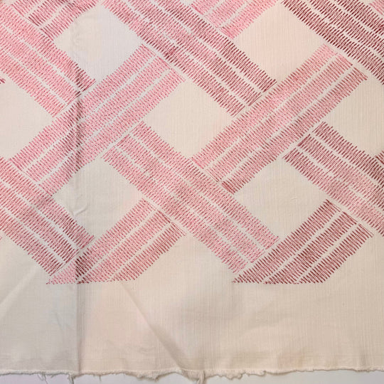 Tilling The Garden - Cotton Woven - White/Pink Geometric - 1.2M Bundle - True Deadstock fabric Fabric by private - Sustainable Textile | FABCYCLE