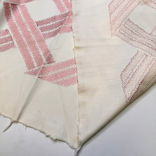 Tilling The Garden - Cotton Woven - White/Pink Geometric - 1.2M Bundle - True Deadstock fabric Fabric by private - Sustainable Textile | FABCYCLE
