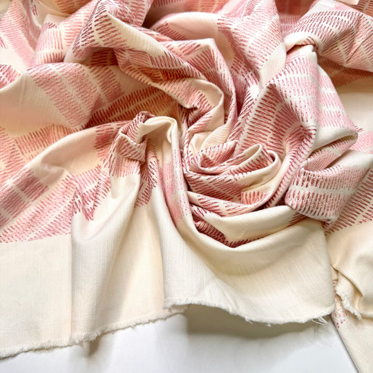 Tilling The Garden - Cotton Woven - White/Pink Geometric - 1.2M Bundle - True Deadstock fabric Fabric by private - Sustainable Textile | FABCYCLE