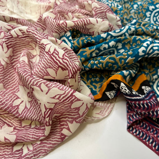 Time For A Vacation - Chiffon Silk Woven - Multi Floral And Geometric - 1.2M Bundle - True Deadstock fabric Fabric by private - Sustainable Textile | FABCYCLE