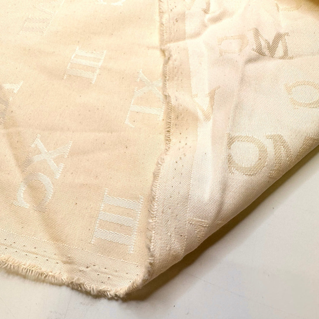 Time To Go - Cotton Blend Woven - Cream Roman Numerals - 2.5M Bundle - True Deadstock fabric Fabric by private - Sustainable Textile | FABCYCLE
