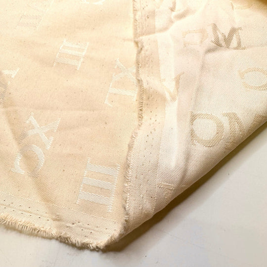 Time To Go - Cotton Blend Woven - Cream Roman Numerals - 2.5M Bundle - True Deadstock fabric Fabric by private - Sustainable Textile | FABCYCLE