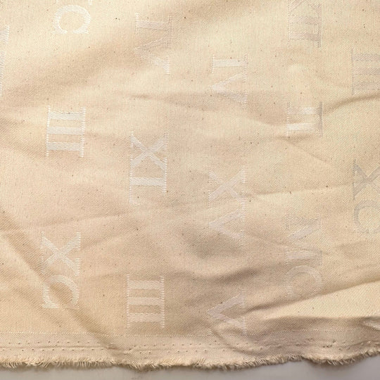 Time To Go - Cotton Blend Woven - Cream Roman Numerals - 2.5M Bundle - True Deadstock fabric Fabric by private - Sustainable Textile | FABCYCLE