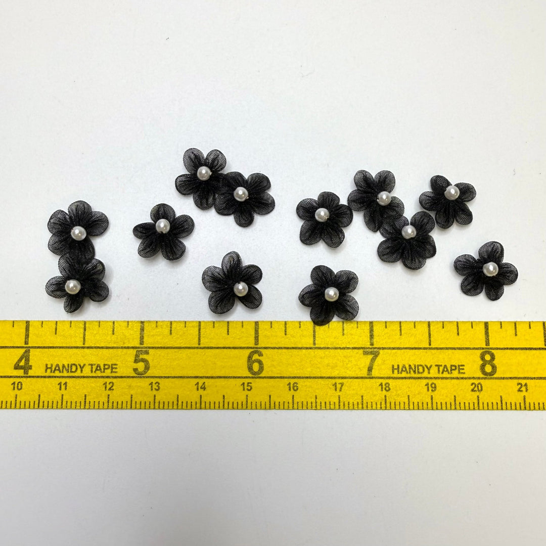 Tiny Lace Flowers Applique - Black/White - 12 Pack - True Deadstock supplies Fabric by private - Sustainable Textile | FABCYCLE