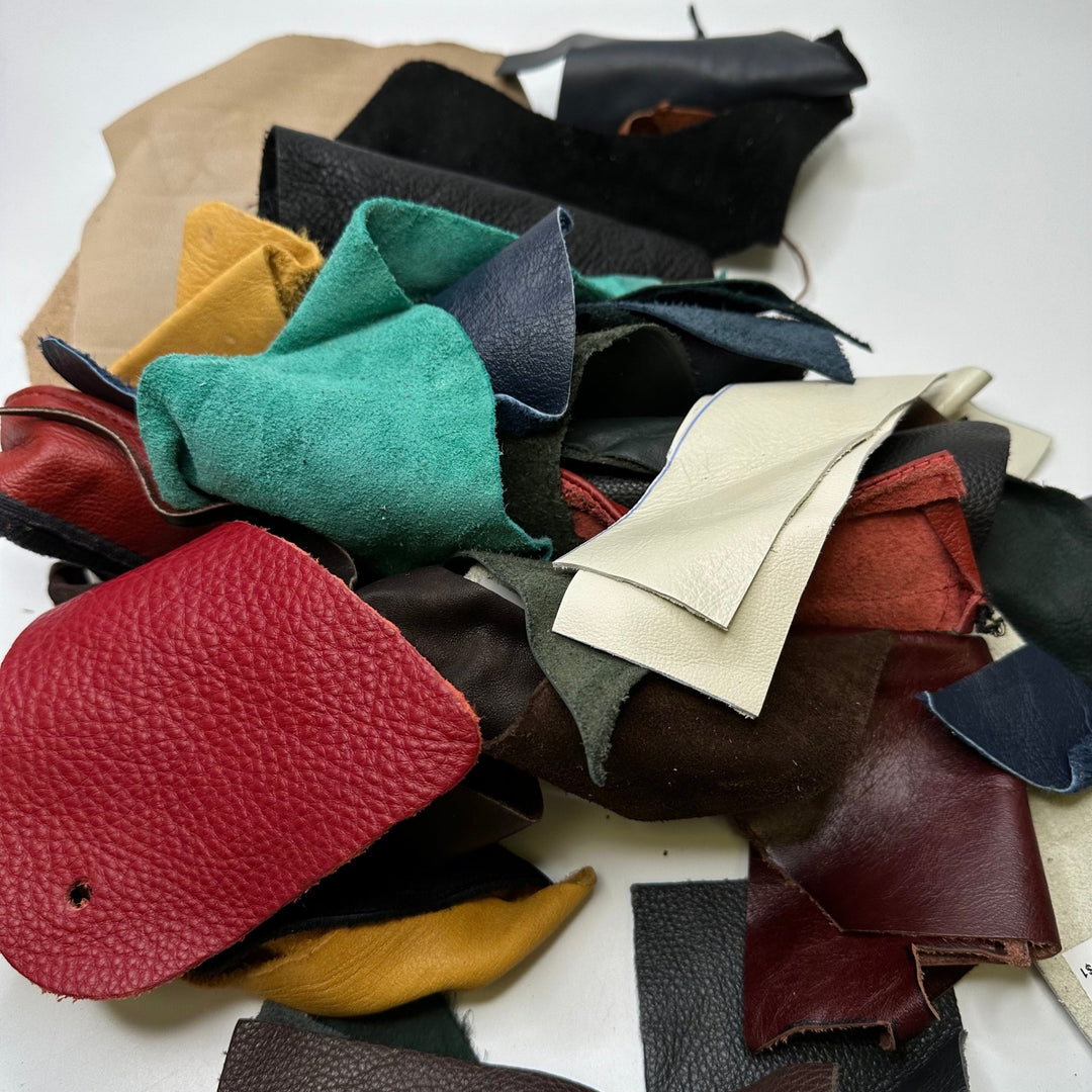 Tiny surprise Leather Scrap Bag - True Deadstock fabric Fabric by private - Sustainable Textile | FABCYCLE