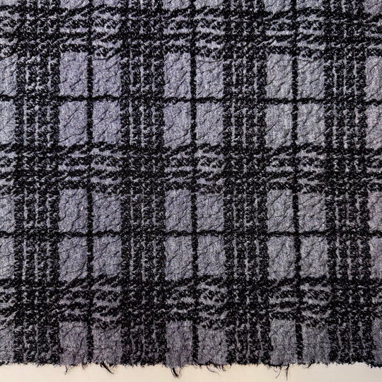 To The North Pole - Quilted Top Rib Knit Cotton Blend Knit - Grey/Black Plaid - 3.1M Bundle - True Deadstock fabric Fabric by private - Sustainable Textile | FABCYCLE
