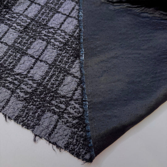 To The North Pole - Quilted Top Rib Knit Cotton Blend Knit - Grey/Black Plaid - 3.1M Bundle - True Deadstock fabric Fabric by private - Sustainable Textile | FABCYCLE