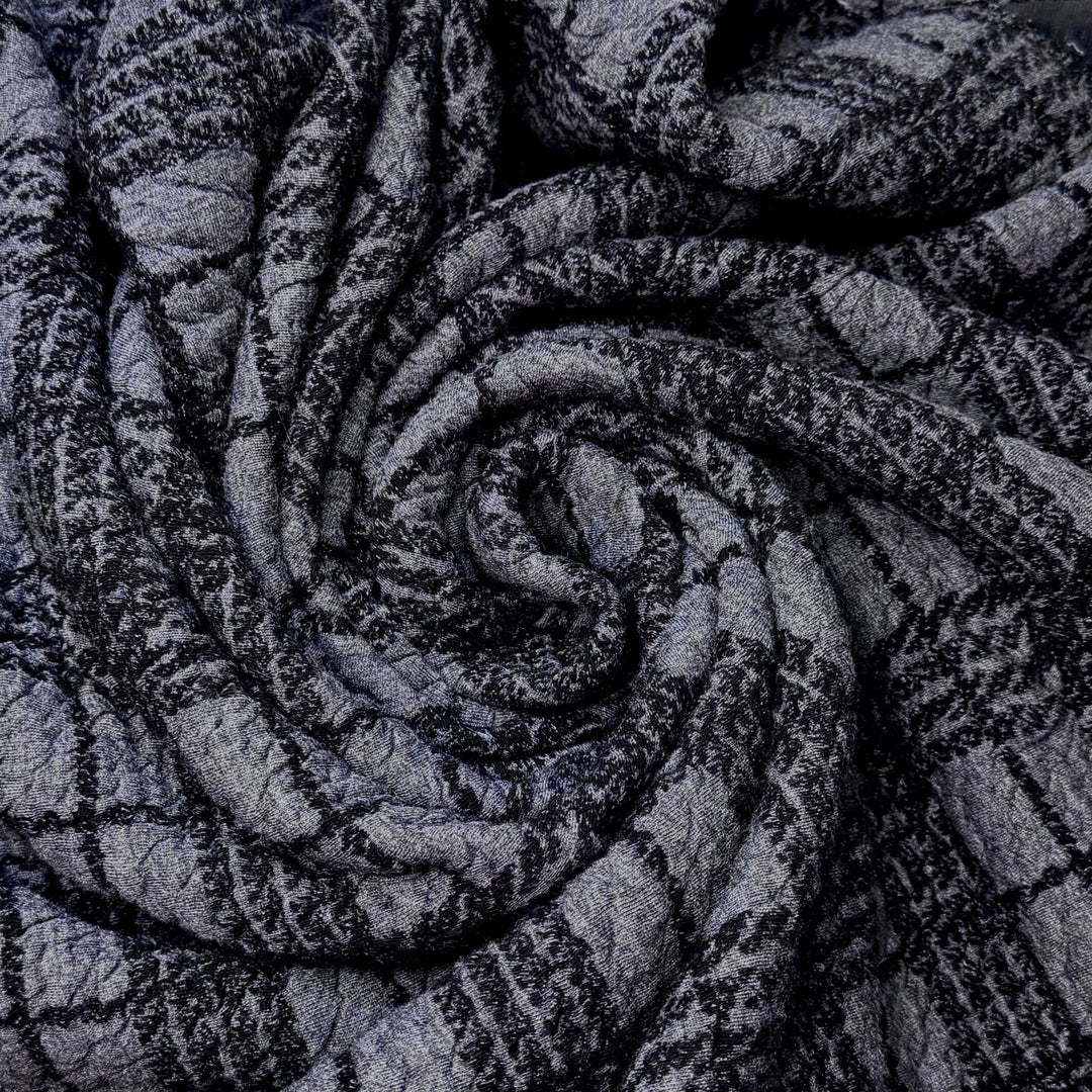 To The North Pole - Quilted Top Rib Knit Cotton Blend Knit - Grey/Black Plaid - 3.1M Bundle - True Deadstock fabric Fabric by private - Sustainable Textile | FABCYCLE