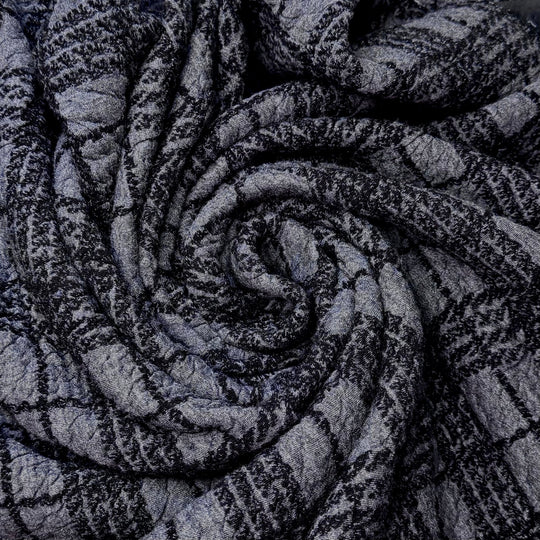 To The North Pole - Quilted Top Rib Knit Cotton Blend Knit - Grey/Black Plaid - 3.1M Bundle - True Deadstock fabric Fabric by private - Sustainable Textile | FABCYCLE