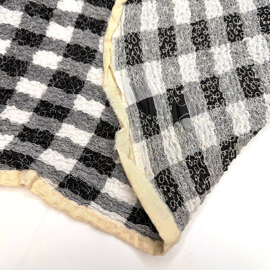 Topographical Map - Cotton Blend Woven - Freeform Shirring - Black/White Plaid - 2M Bundle - True Deadstock fabric Fabric by private - Sustainable Textile | FABCYCLE