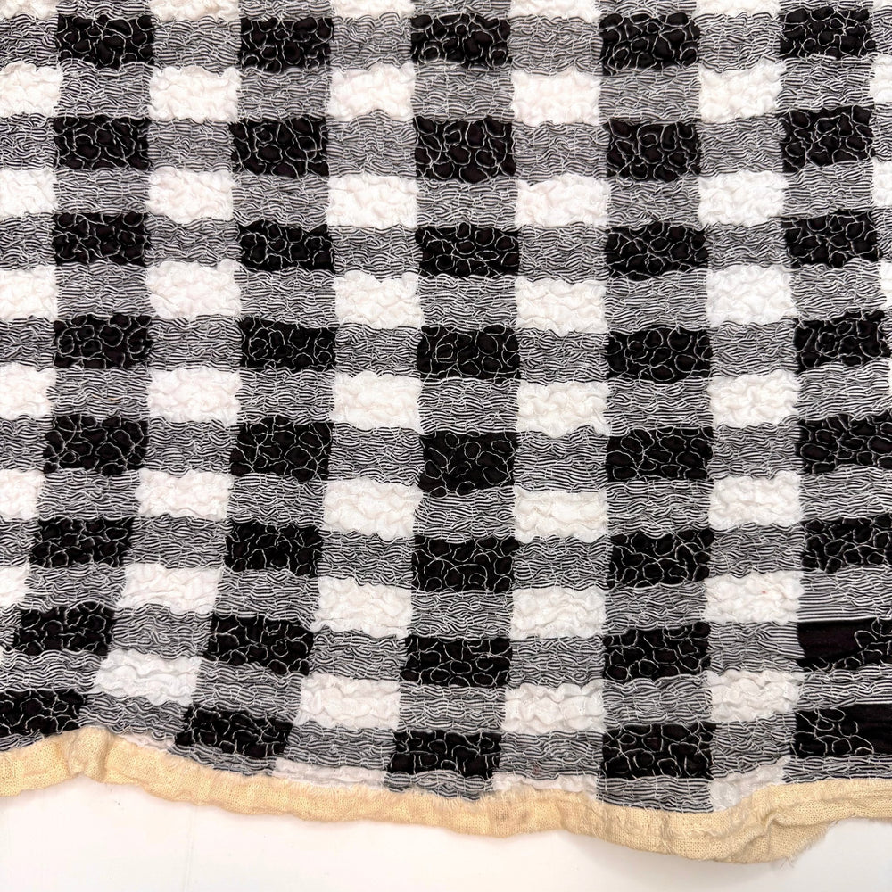 Topographical Map - Cotton Blend Woven - Freeform Shirring - Black/White Plaid - 2M Bundle - True Deadstock fabric Fabric by private - Sustainable Textile | FABCYCLE