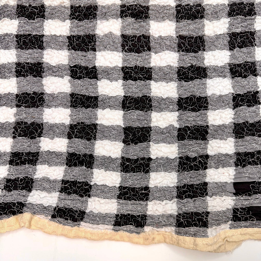 Topographical Map - Cotton Blend Woven - Freeform Shirring - Black/White Plaid - 2M Bundle - True Deadstock fabric Fabric by private - Sustainable Textile | FABCYCLE