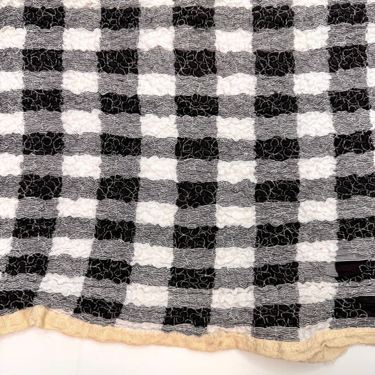 Topographical Map - Cotton Blend Woven - Freeform Shirring - Black/White Plaid - 2M Bundle - True Deadstock fabric Fabric by private - Sustainable Textile | FABCYCLE