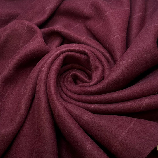 Tracing A Pattern - Fleece Polyester Blend Knit - Burgundy Pinstripe - 1.1M Bundle - True Deadstock fabric Fabric by private - Sustainable Textile | FABCYCLE