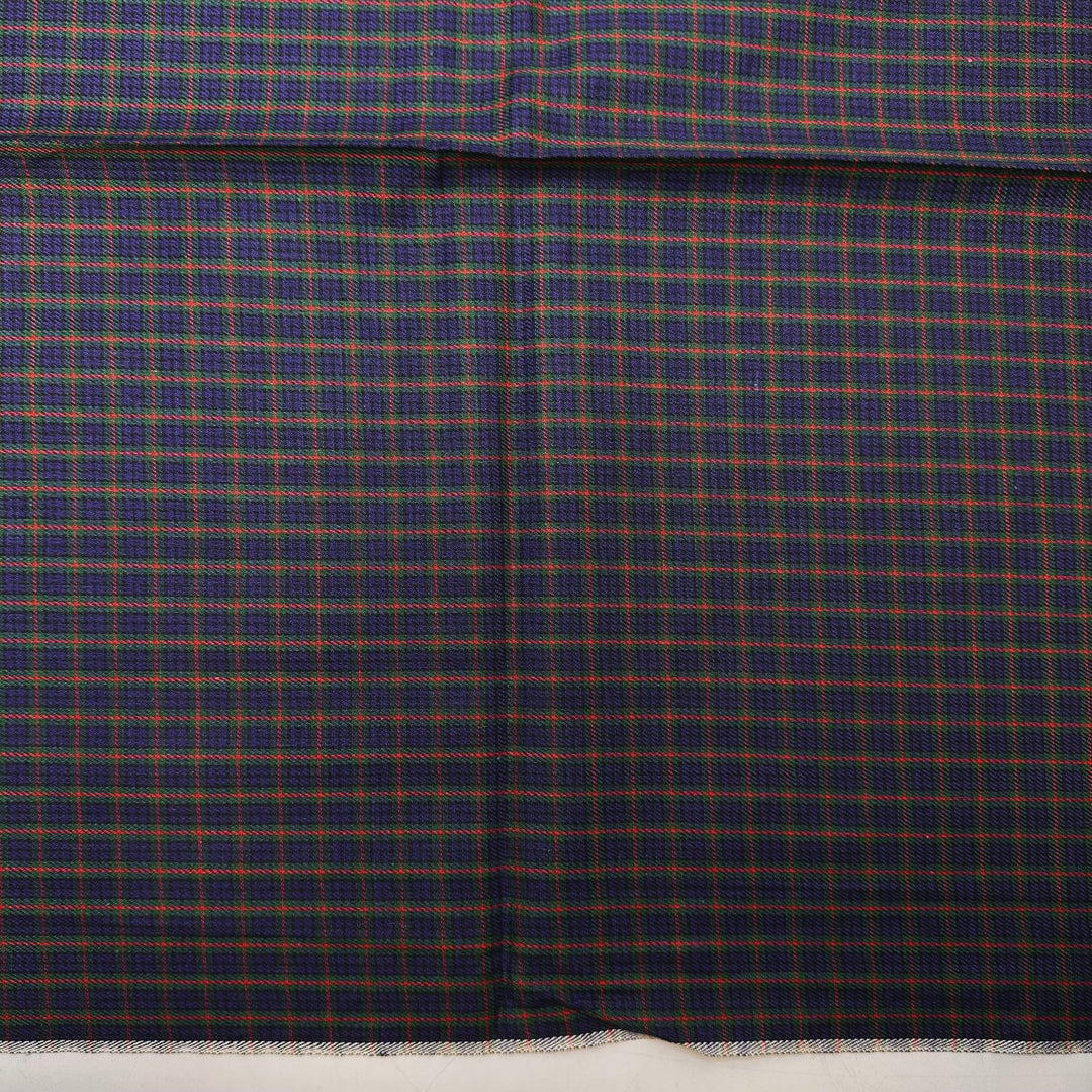 Train Conductor - Cotton Woven - Navy Multi Plaid - 1.55M Bundle - True Deadstock fabric Fabric by private - Sustainable Textile | FABCYCLE
