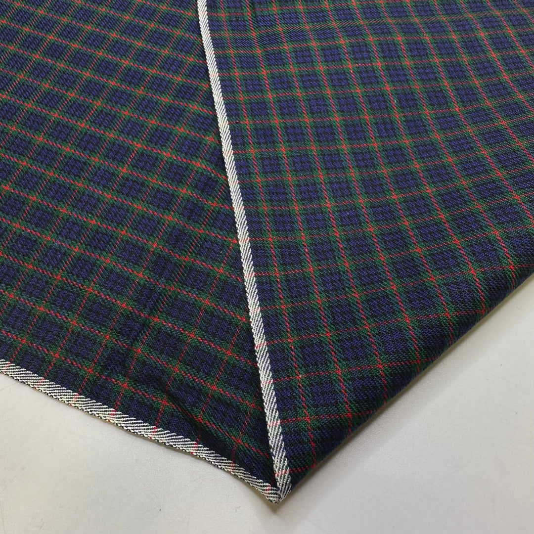 Train Conductor - Cotton Woven - Navy Multi Plaid - 1.55M Bundle - True Deadstock fabric Fabric by private - Sustainable Textile | FABCYCLE