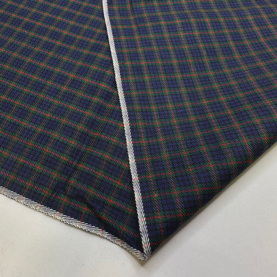 Train Conductor - Cotton Woven - Navy Multi Plaid - 1.55M Bundle - True Deadstock fabric Fabric by private - Sustainable Textile | FABCYCLE