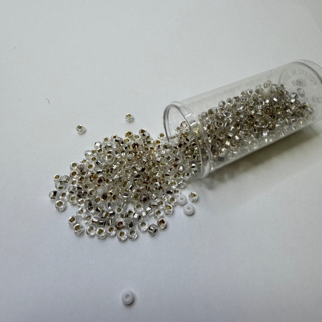 Transparent Gold Seed Beads Beads - White/Gold - 300 Pack - True Deadstock supplies Fabric by private - Sustainable Textile | FABCYCLE
