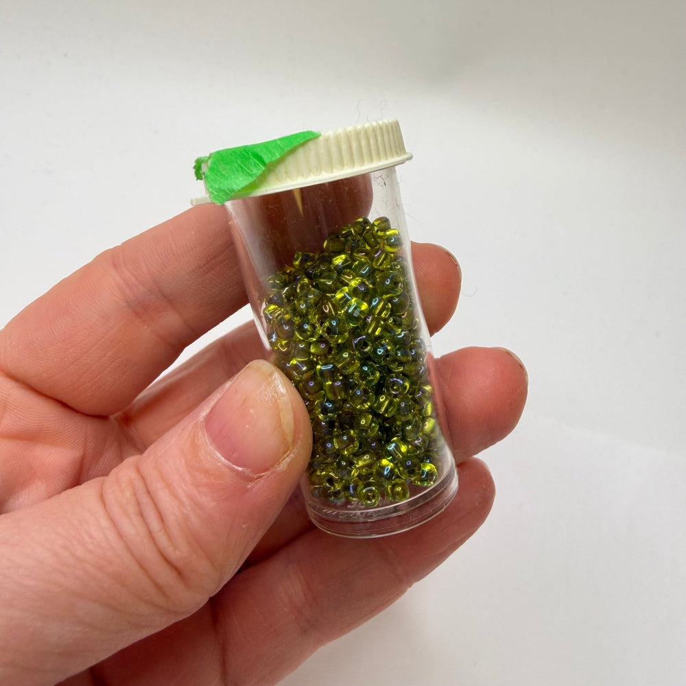 Transparent Green Seed Beads Beads - Green - 200 Pack - True Deadstock supplies Fabric by private - Sustainable Textile | FABCYCLE