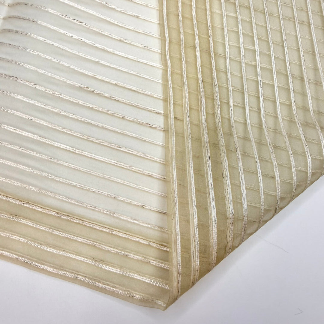 Transparently In Love - Organza Polyester Blend Woven - Cream/White Stripes - 1.95M Bundle - True Deadstock fabric Fabric by private - Sustainable Textile | FABCYCLE