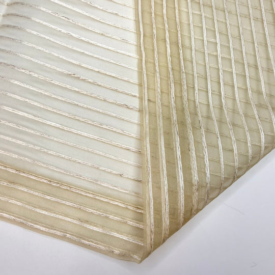 Transparently In Love - Organza Polyester Blend Woven - Cream/White Stripes - 1.95M Bundle - True Deadstock fabric Fabric by private - Sustainable Textile | FABCYCLE