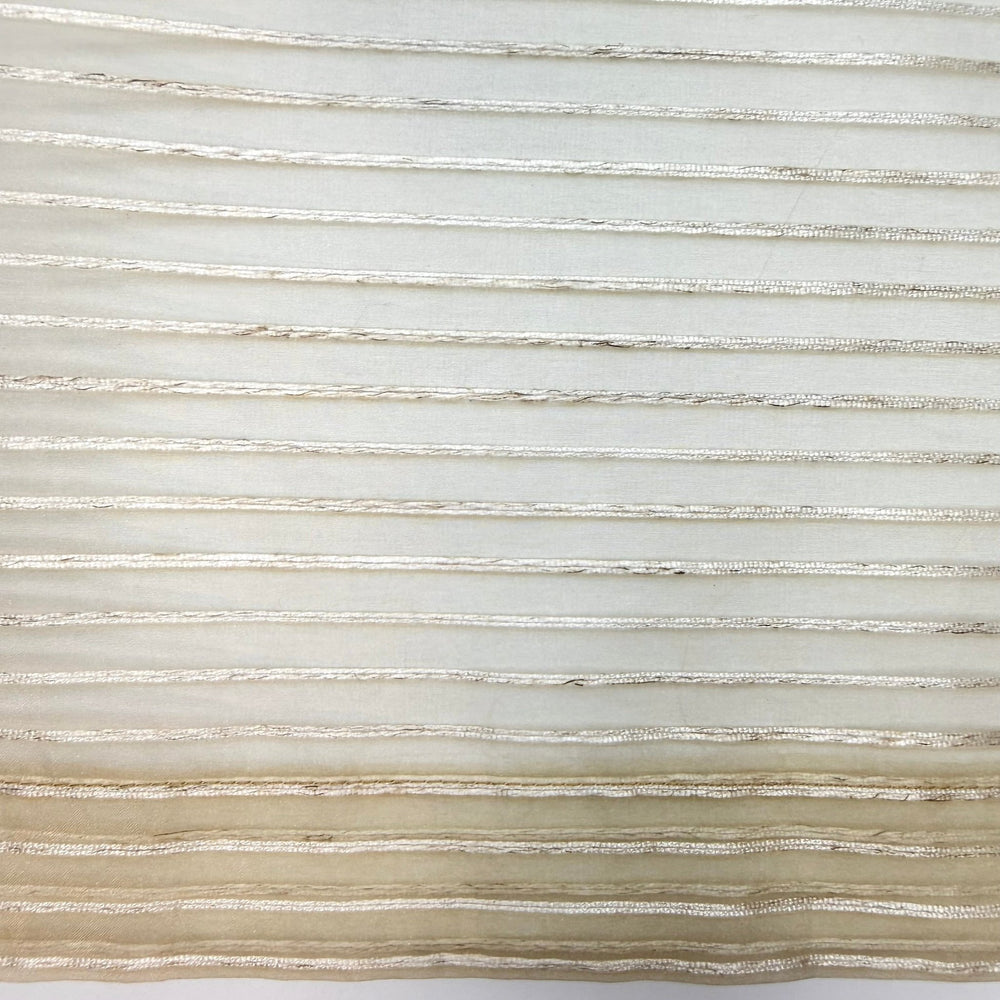 Transparently In Love - Organza Polyester Blend Woven - Cream/White Stripes - 1.95M Bundle - True Deadstock fabric Fabric by private - Sustainable Textile | FABCYCLE