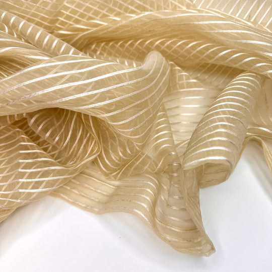 Transparently In Love - Organza Polyester Blend Woven - Cream/White Stripes - 1.95M Bundle - True Deadstock fabric Fabric by private - Sustainable Textile | FABCYCLE