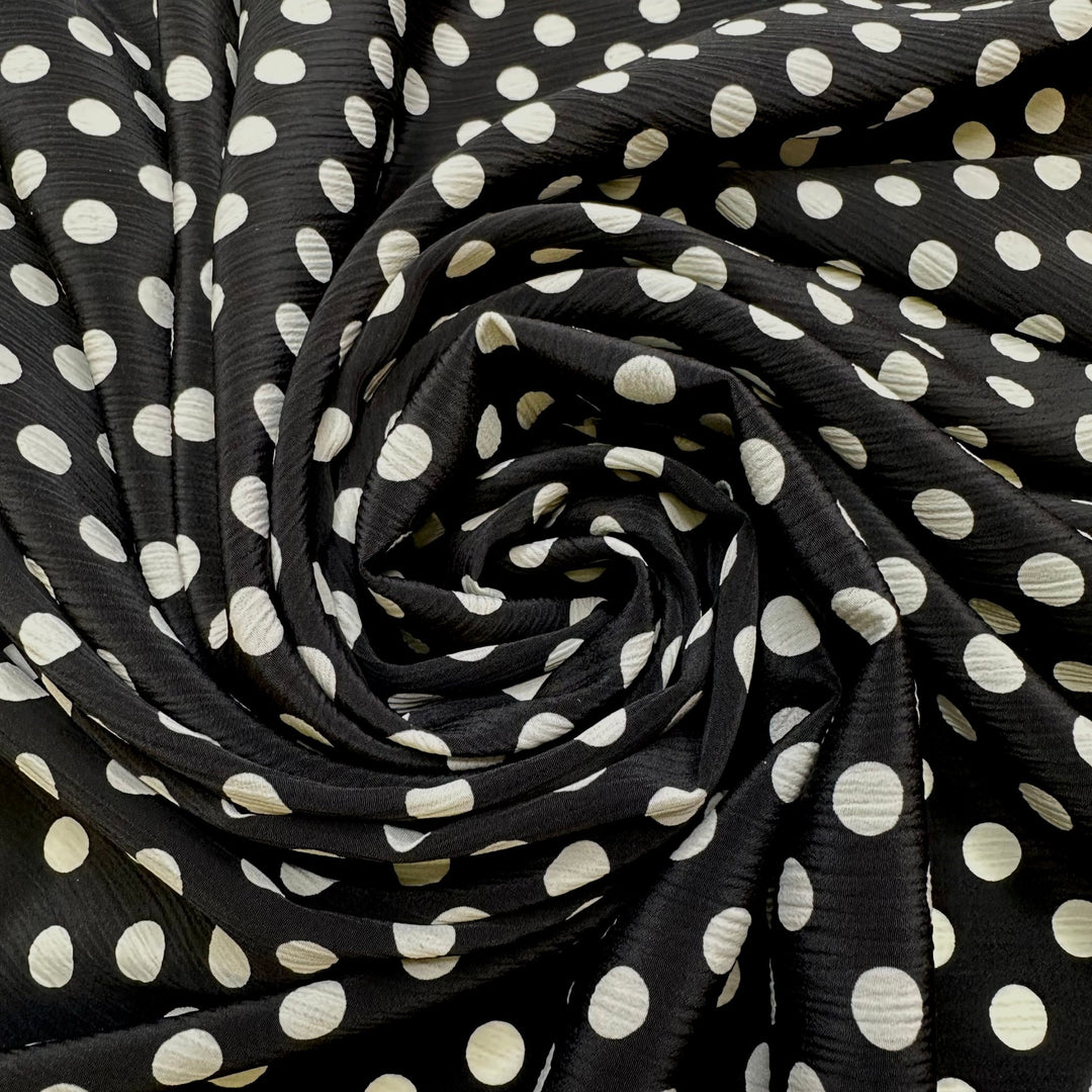 Travel Planner - Polyester Blend Woven - Black/White Polka Dots - 3M Bundle - True Deadstock fabric Fabric by private - Sustainable Textile | FABCYCLE