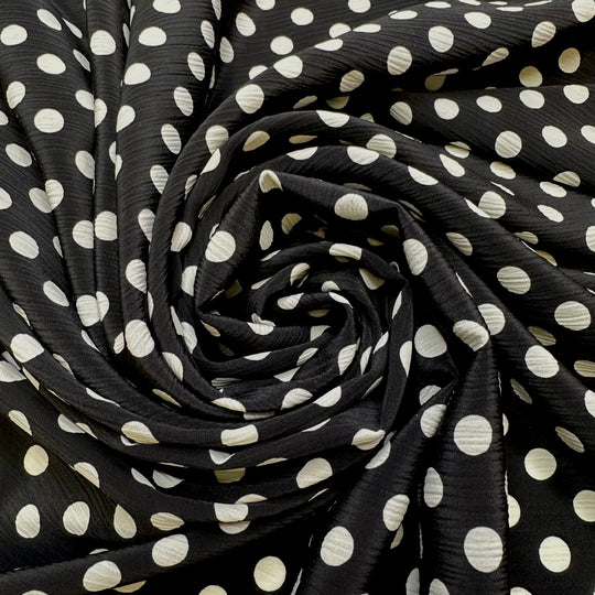 Travel Planner - Polyester Blend Woven - Black/White Polka Dots - 3M Bundle - True Deadstock fabric Fabric by private - Sustainable Textile | FABCYCLE