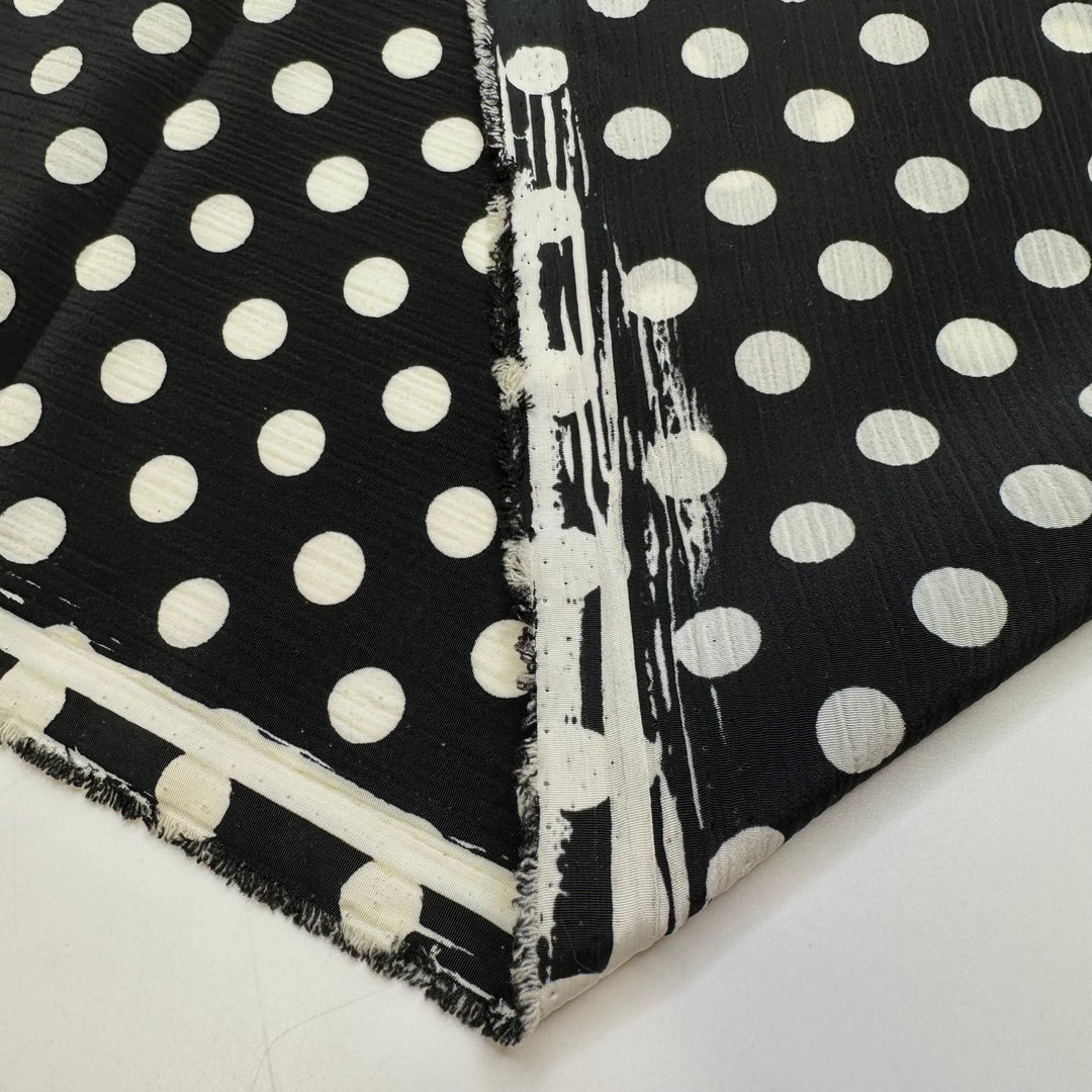 Travel Planner - Polyester Blend Woven - Black/White Polka Dots - 3M Bundle - True Deadstock fabric Fabric by private - Sustainable Textile | FABCYCLE