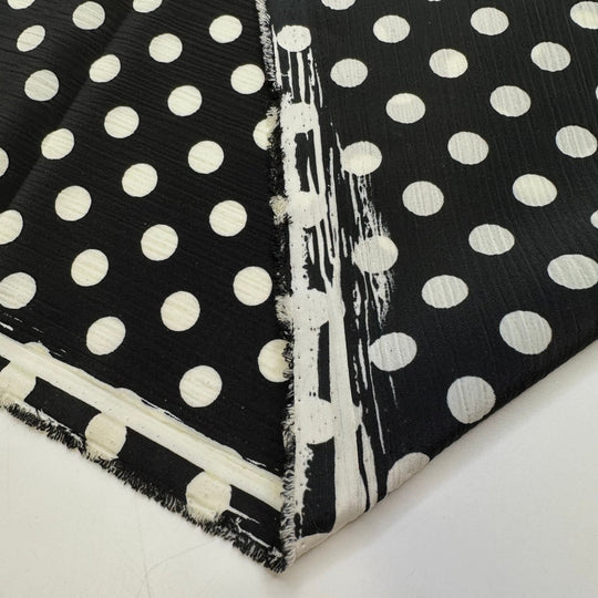 Travel Planner - Polyester Blend Woven - Black/White Polka Dots - 3M Bundle - True Deadstock fabric Fabric by private - Sustainable Textile | FABCYCLE