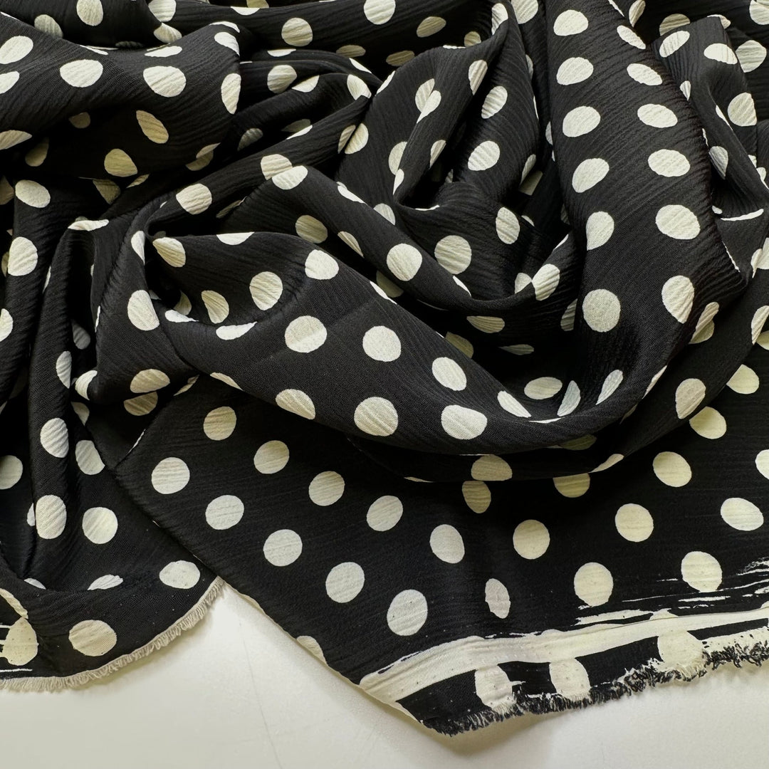 Travel Planner - Polyester Blend Woven - Black/White Polka Dots - 3M Bundle - True Deadstock fabric Fabric by private - Sustainable Textile | FABCYCLE