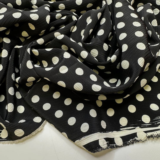 Travel Planner - Polyester Blend Woven - Black/White Polka Dots - 3M Bundle - True Deadstock fabric Fabric by private - Sustainable Textile | FABCYCLE