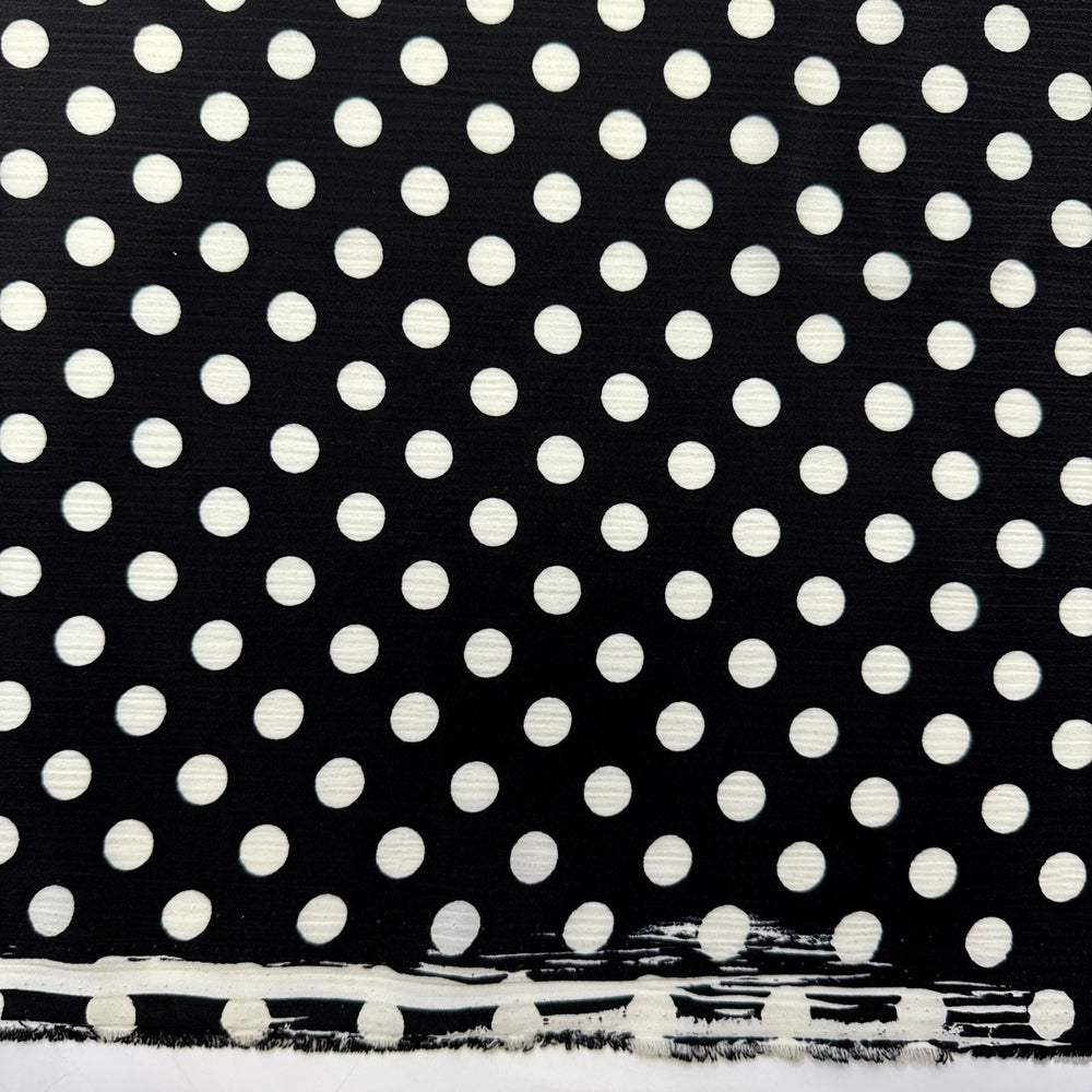 Travel Planner - Polyester Blend Woven - Black/White Polka Dots - 3M Bundle - True Deadstock fabric Fabric by private - Sustainable Textile | FABCYCLE