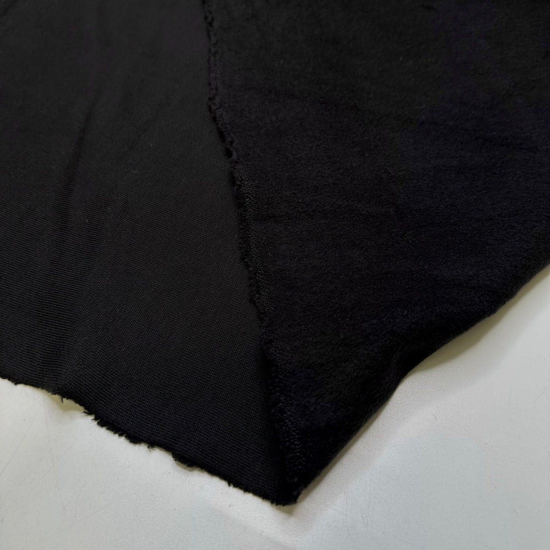 Tree Planting Party - Jersey Fleece Cotton Blend Knit - Black - 1.1M Bundle - True Deadstock fabric Fabric by private - Sustainable Textile | FABCYCLE