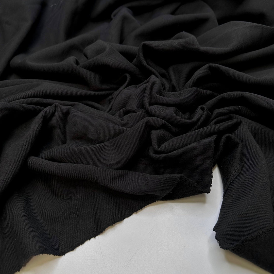 Tree Planting Party - Jersey Fleece Cotton Blend Knit - Black - 1.1M Bundle - True Deadstock fabric Fabric by private - Sustainable Textile | FABCYCLE