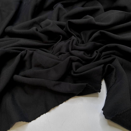 Tree Planting Party - Jersey Fleece Cotton Blend Knit - Black - 1.1M Bundle - True Deadstock fabric Fabric by private - Sustainable Textile | FABCYCLE