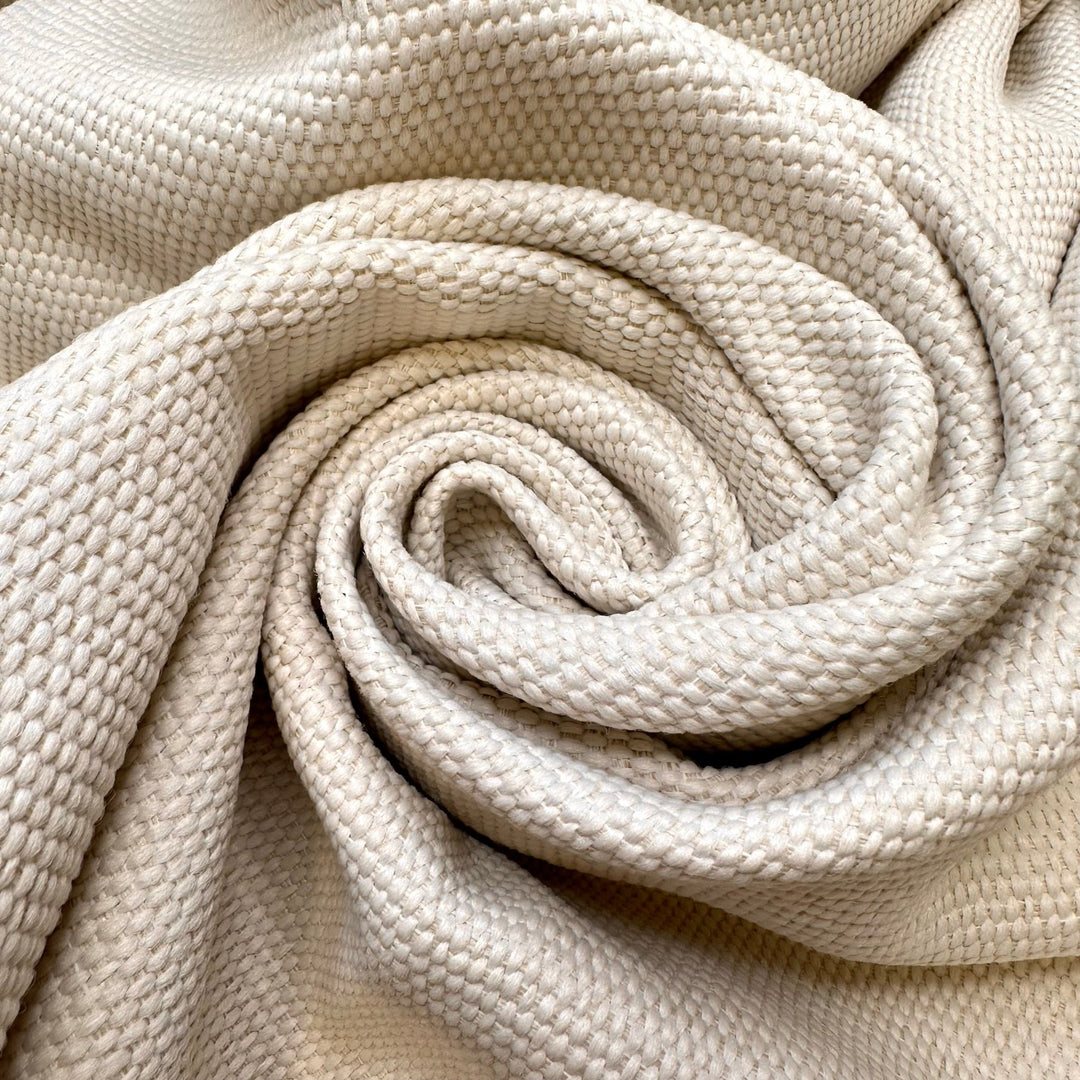 Trinket Box - Basket Weave Polyester Blend Woven - Light Cream - 2M Bundle - True Deadstock fabric Fabric by private - Sustainable Textile | FABCYCLE