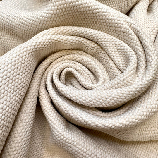 Trinket Box - Basket Weave Polyester Blend Woven - Light Cream - 2M Bundle - True Deadstock fabric Fabric by private - Sustainable Textile | FABCYCLE