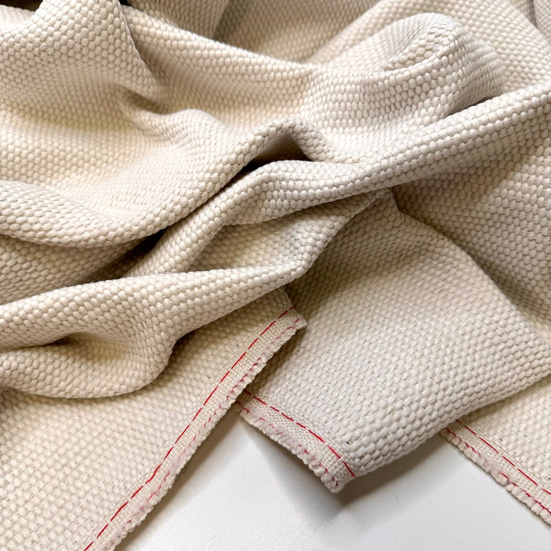 Trinket Box - Basket Weave Polyester Blend Woven - Light Cream - 2M Bundle - True Deadstock fabric Fabric by private - Sustainable Textile | FABCYCLE