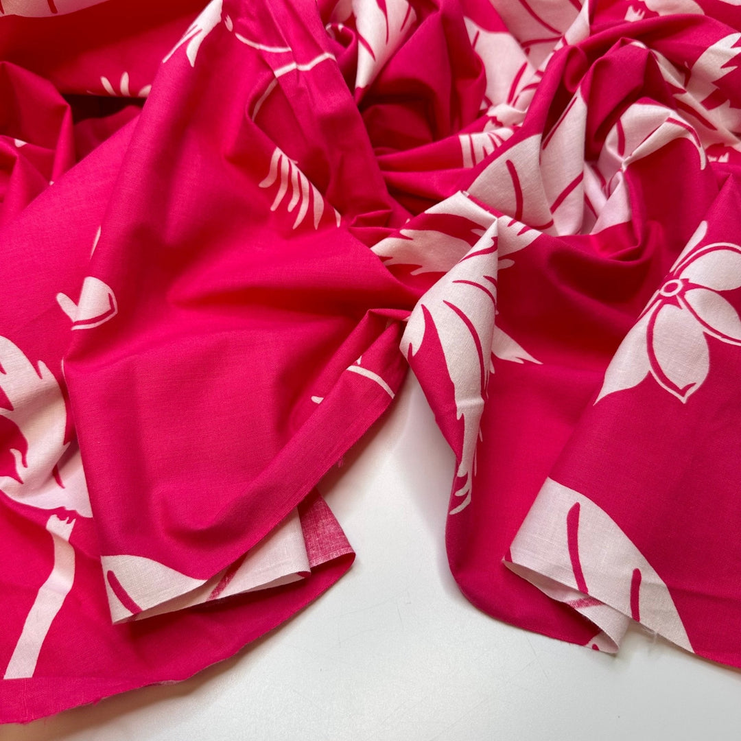 Tropical Getaway - Cotton Woven - Pink/White Floral - 4.1M Bundle - True Deadstock fabric Fabric by private - Sustainable Textile | FABCYCLE
