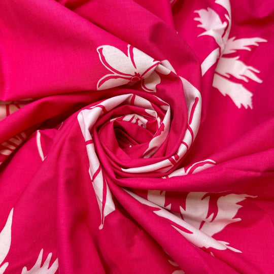 Tropical Getaway - Cotton Woven - Pink/White Floral - 4.1M Bundle - True Deadstock fabric Fabric by private - Sustainable Textile | FABCYCLE