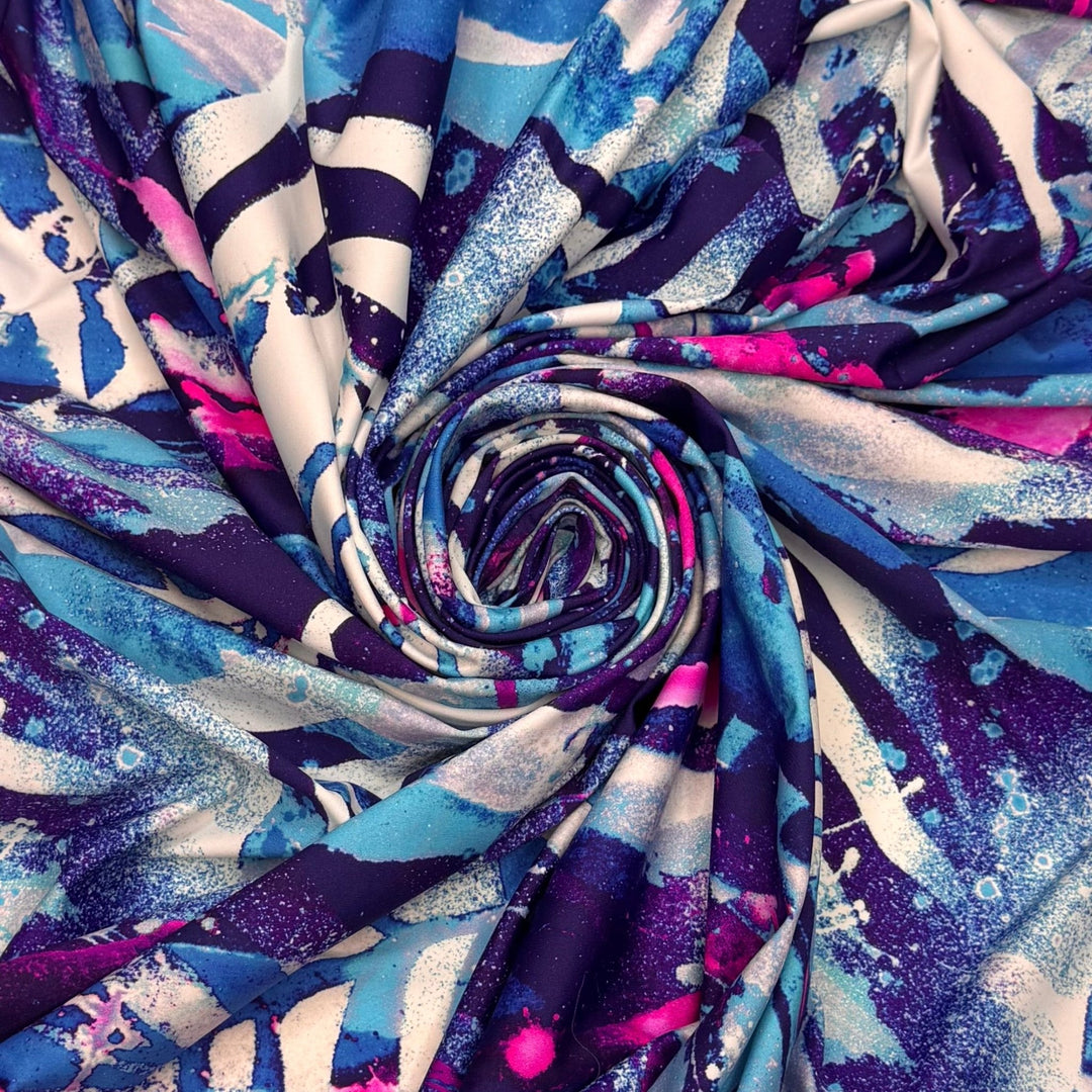 Tropical Seas - Jersey Nylon/Spandex Knit - Purple/Blue Abstract - 1M Bundle - True Deadstock fabric Fabric by private - Sustainable Textile | FABCYCLE
