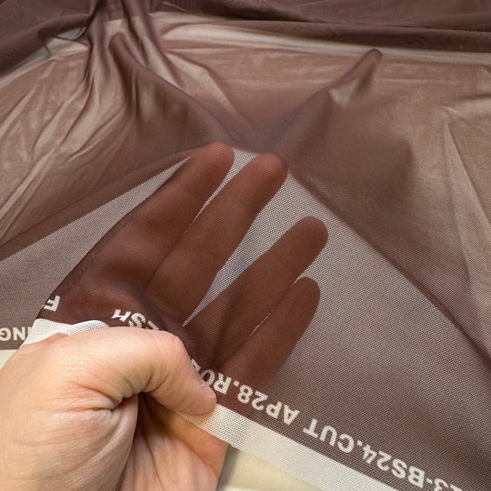 Trying A New Protein Powder - Mesh Poly/Spandex Knit - Dark Brown - 2.85M Bundle - True Deadstock fabric Fabric by private - Sustainable Textile | FABCYCLE
