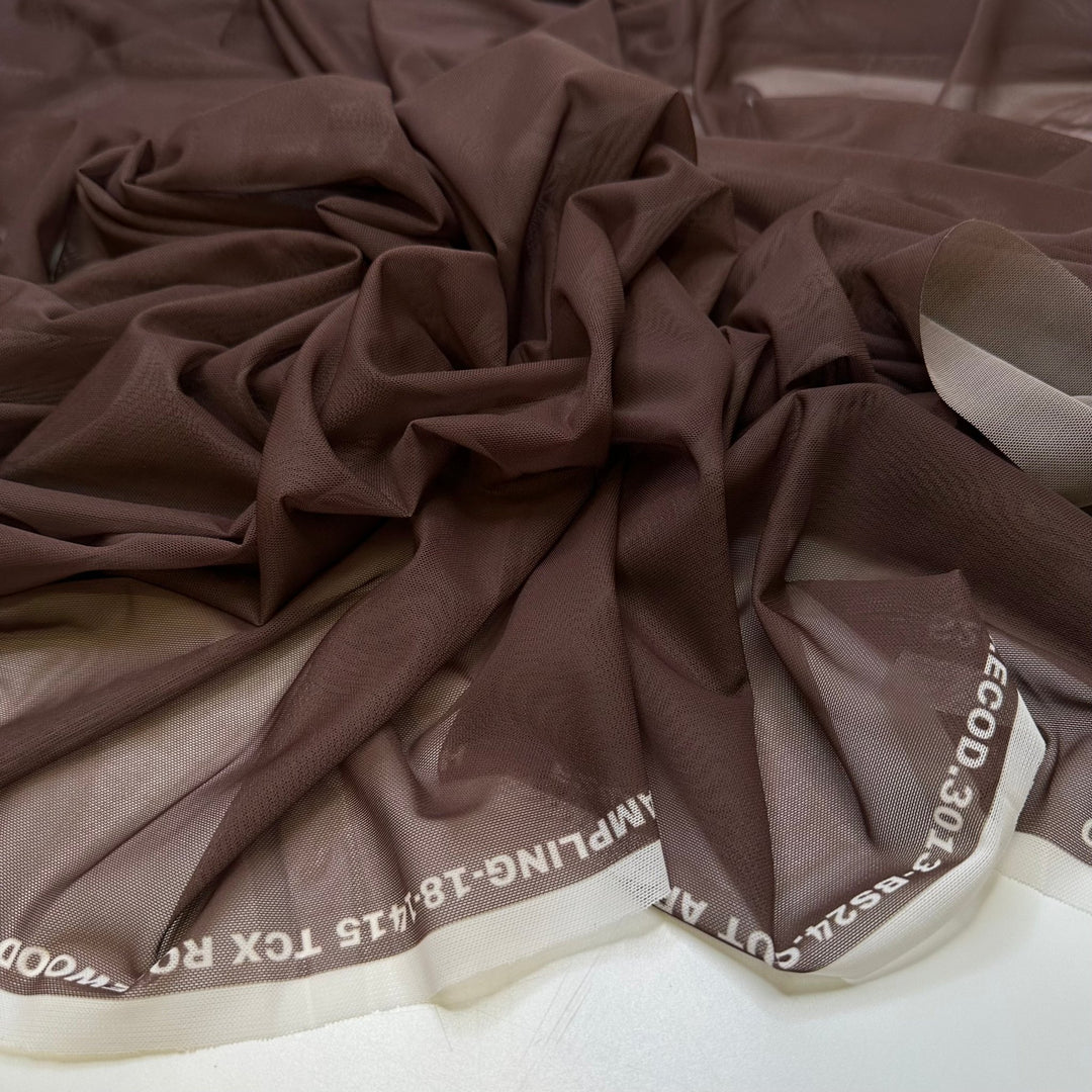 Trying A New Protein Powder - Mesh Poly/Spandex Knit - Dark Brown - 2.85M Bundle - True Deadstock fabric Fabric by private - Sustainable Textile | FABCYCLE