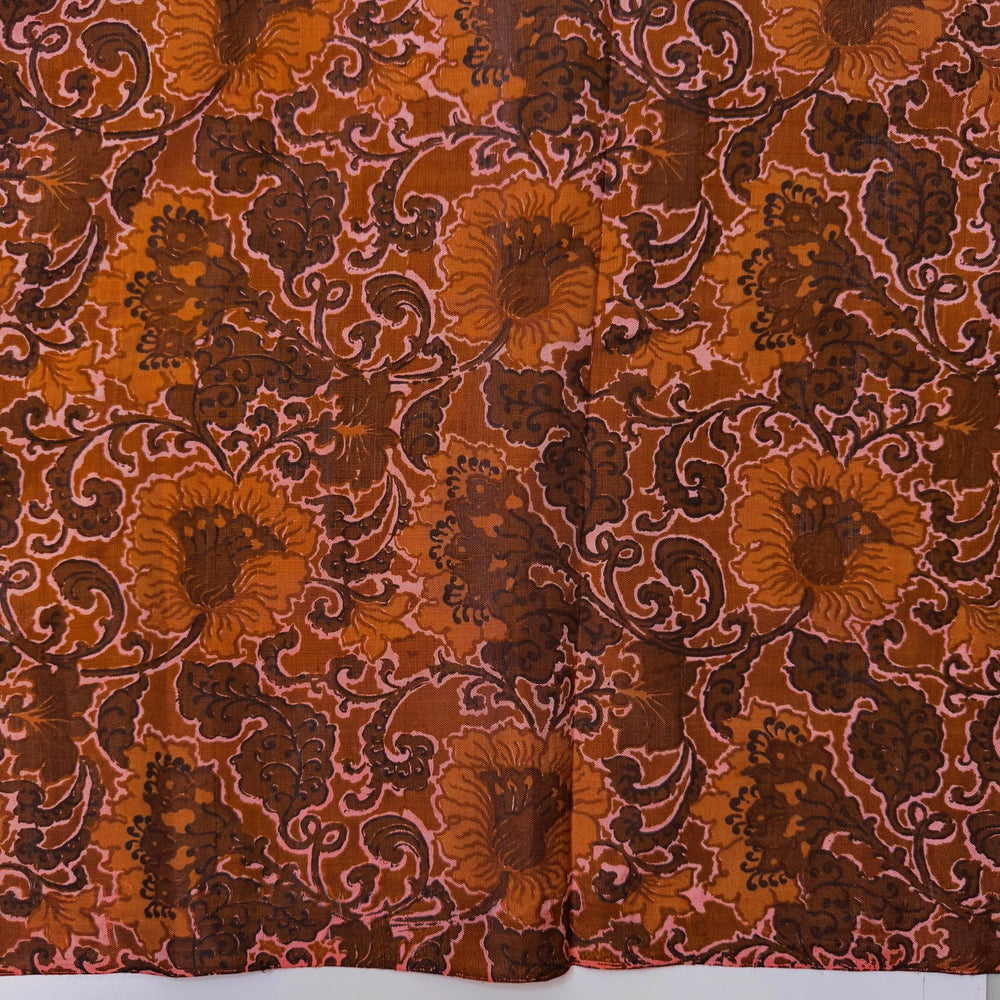 Turducken - Silk Woven - Brown/Orange Floral - 2.15M Bundle - True Deadstock fabric Fabric by private - Sustainable Textile | FABCYCLE