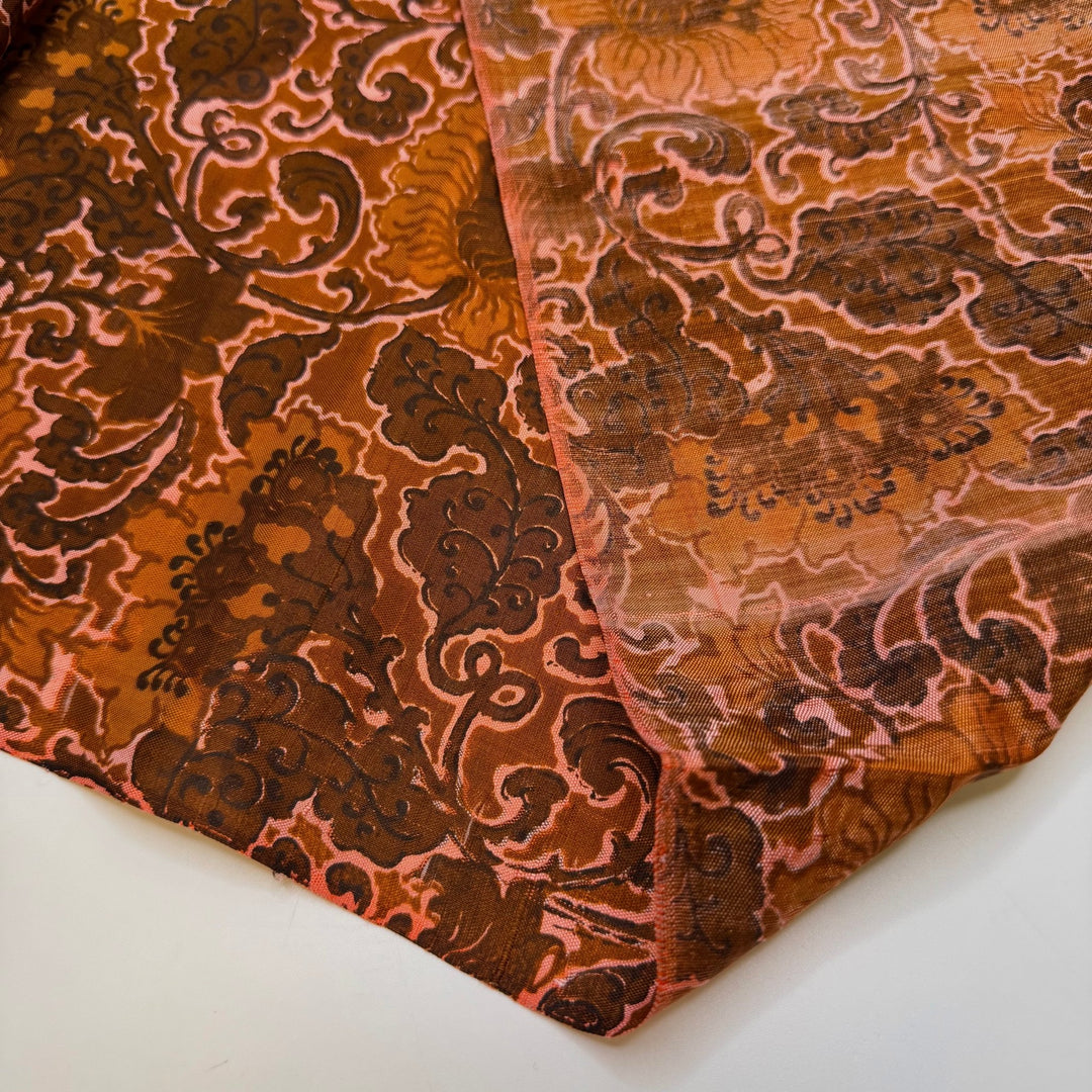 Turducken - Silk Woven - Brown/Orange Floral - 2.15M Bundle - True Deadstock fabric Fabric by private - Sustainable Textile | FABCYCLE