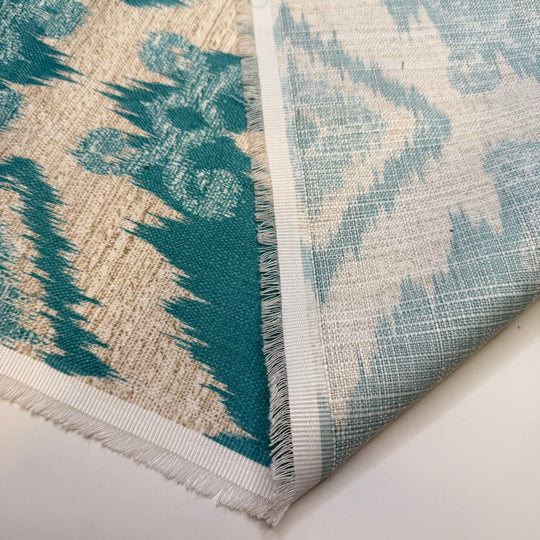 Turn Into Ice - Basket Weave Polyester Blend Woven - Light White/Blue Geometric - Bundles - True Deadstock fabric Fabric by private - Sustainable Textile | FABCYCLE