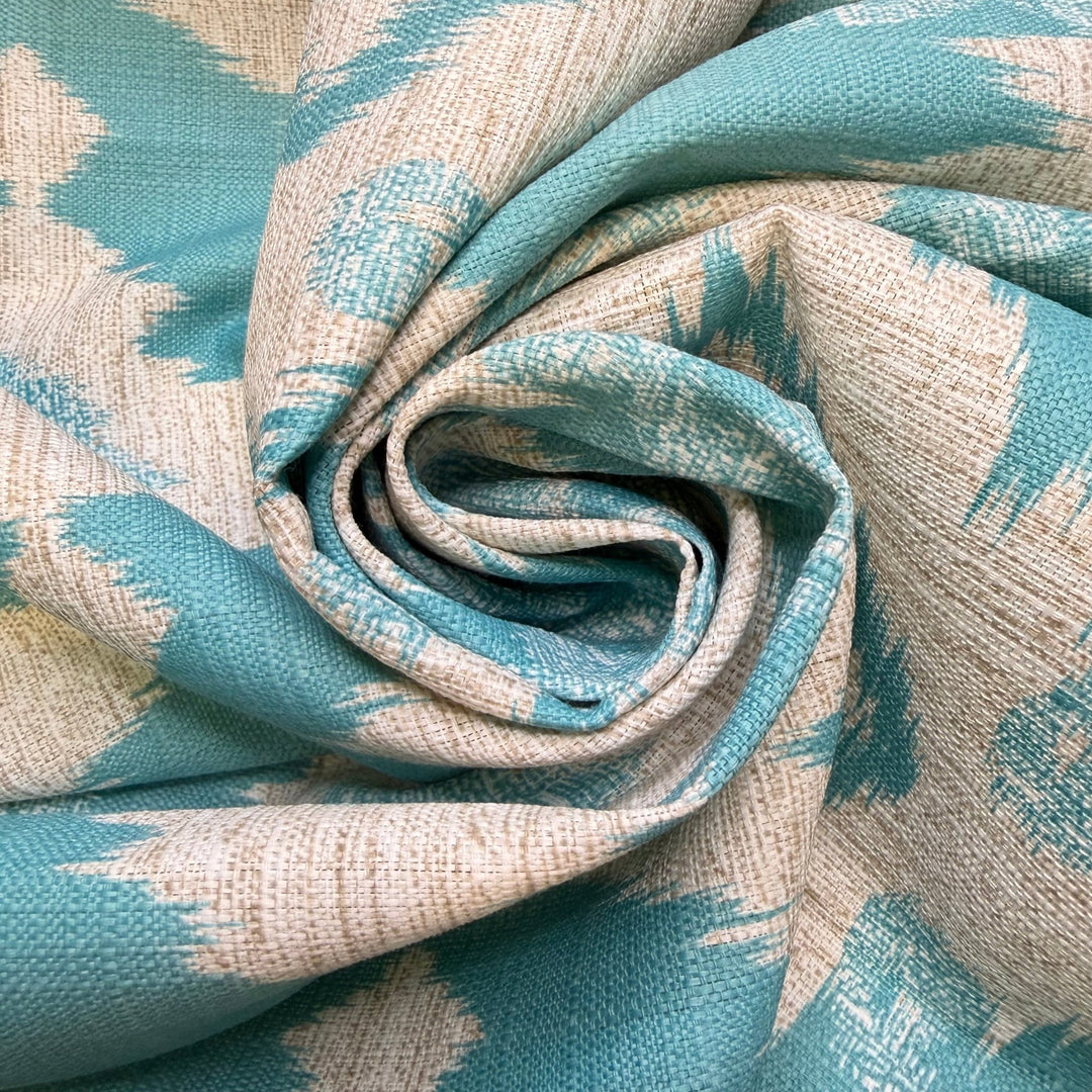 Turn Into Ice - Basket Weave Polyester Blend Woven - Light White/Blue Geometric - Bundles - True Deadstock fabric Fabric by private - Sustainable Textile | FABCYCLE